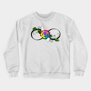 Infinity Symbol with Rainbow Rose Crewneck Sweatshirt